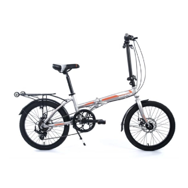 Bicicleta Plegable Raleigh Straight / Gris / Cuadro de aluminio / Frenos a disco mecanico / 6Vel. / Rodado 20